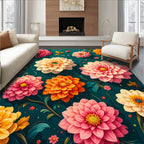 Whimsical Flowers And Swirls Pattern Rug