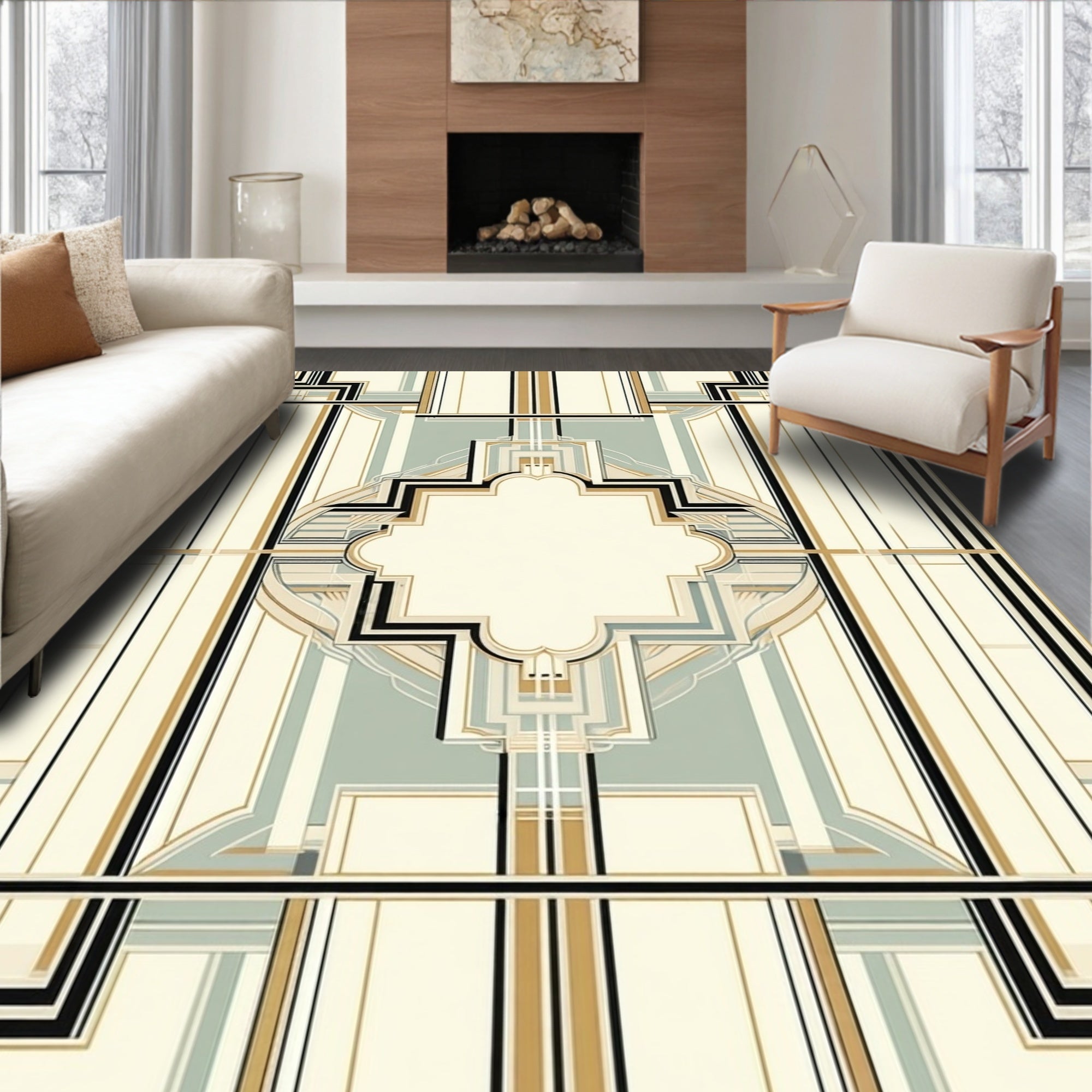 Geometric Art Deco Style Design Rug