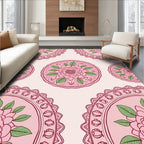 Pink Floral Mandala Pattern Rug