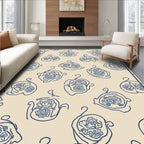 Delicate Blue Floral Outline Pattern Rug
