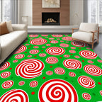 Festive Swirls Red Candy Circles Rug