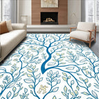 Blue Whimsical Tree Floral Design Rug