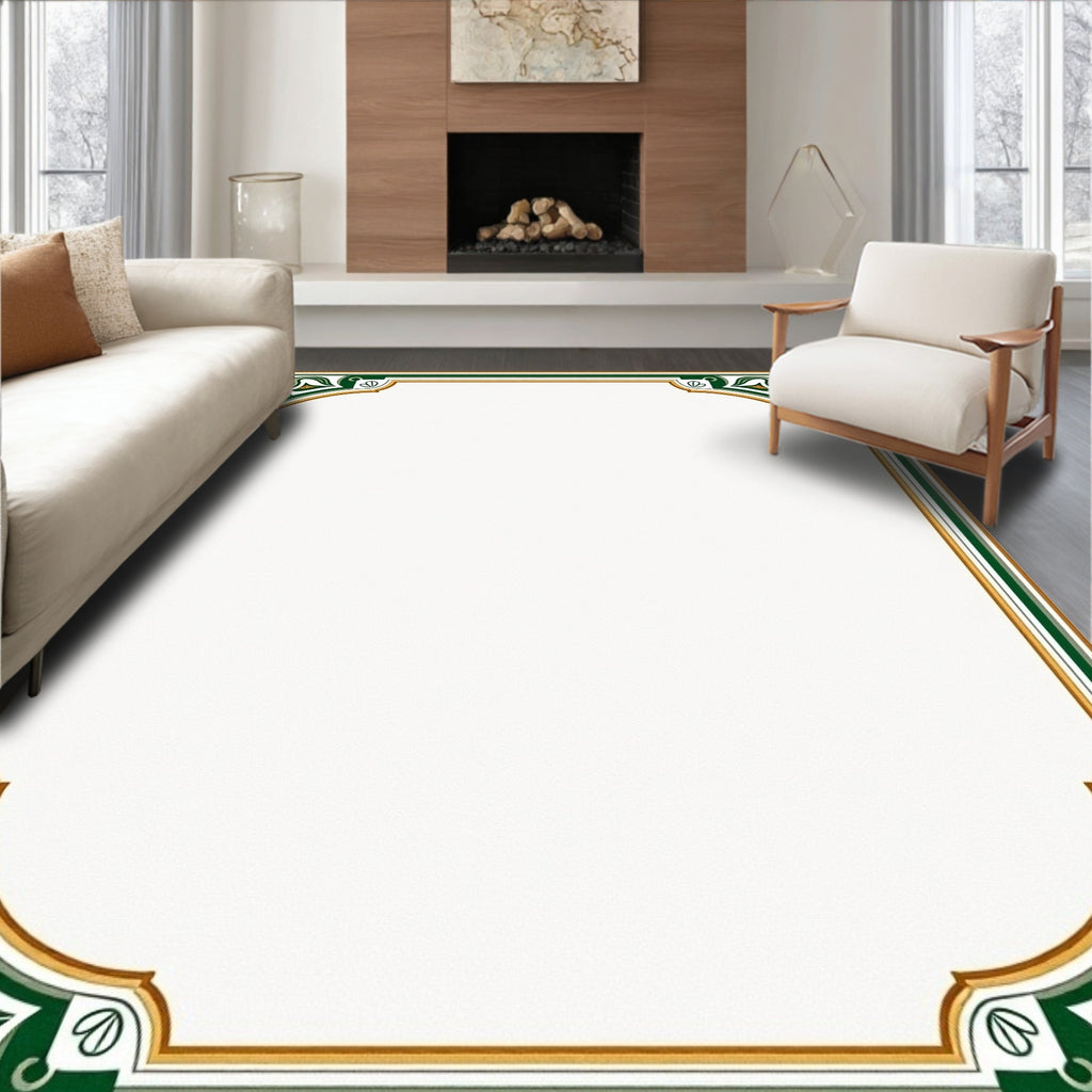 Emerald and Gold Floral Corner Accents Rug