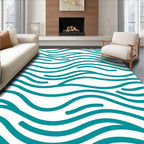 Teal Organic Flowing Waves Rug