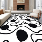 Minimalist Black White Abstract Pattern Rug