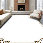 Elegant Brown Scroll Corner Flourish Rug