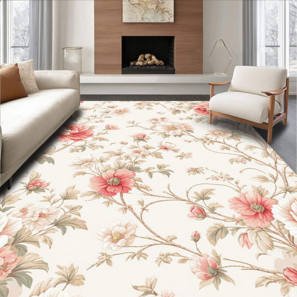 Delicate Floral Vine Pattern Rug