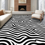 Abstract Black White Wavy Lines Rug