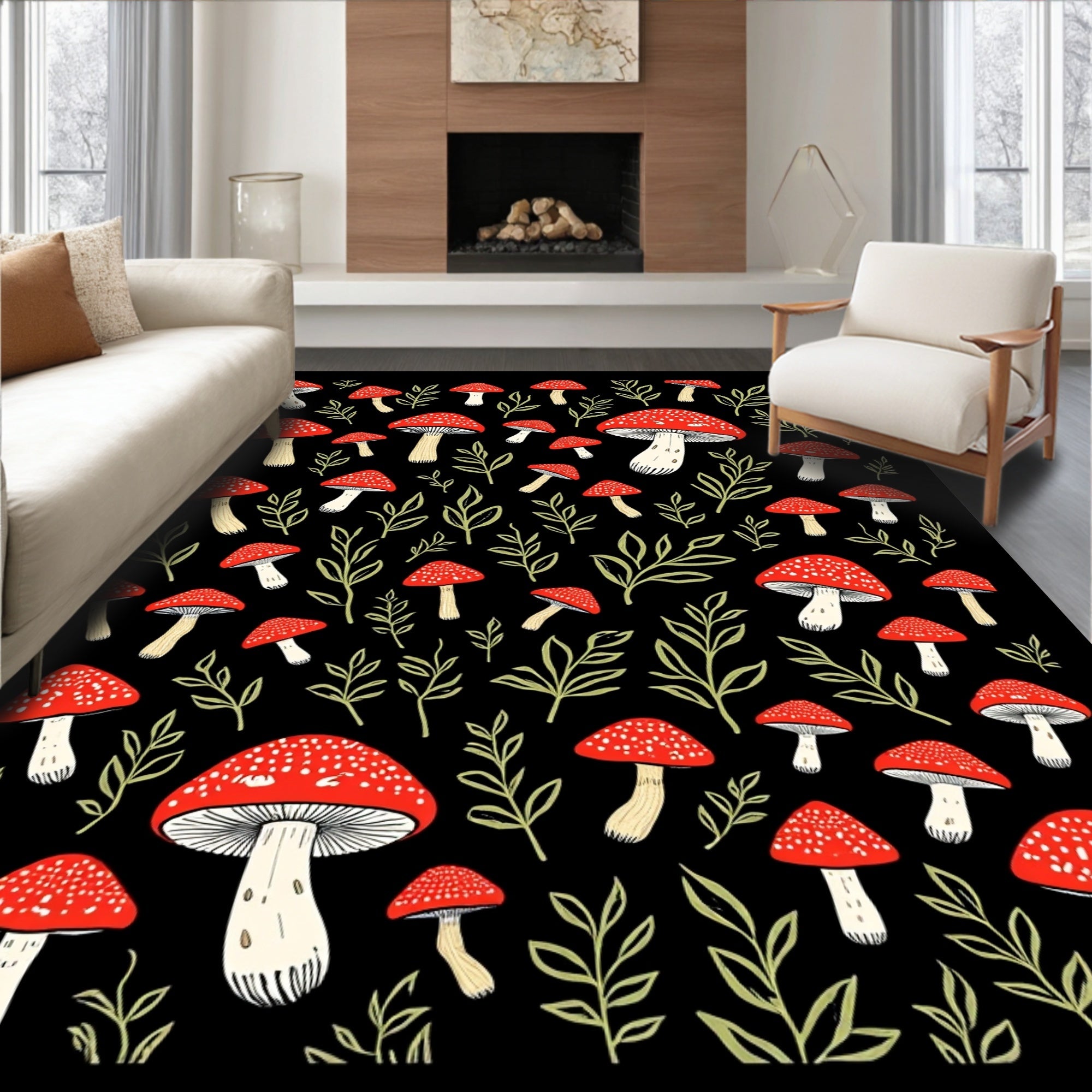 Whimsical Mushroom Pattern Rug