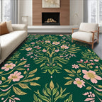 Green Floral Vines Design Rug