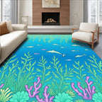 Ocean Life Dolphin Flora Pattern Rug