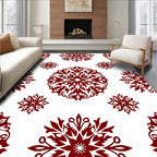 Deep Red Floral Medallion Arrangement Rug