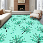 Tropical Leaf Water Drops Pattern Rug