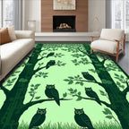 Forest Owls Patterned Green Palette Rug