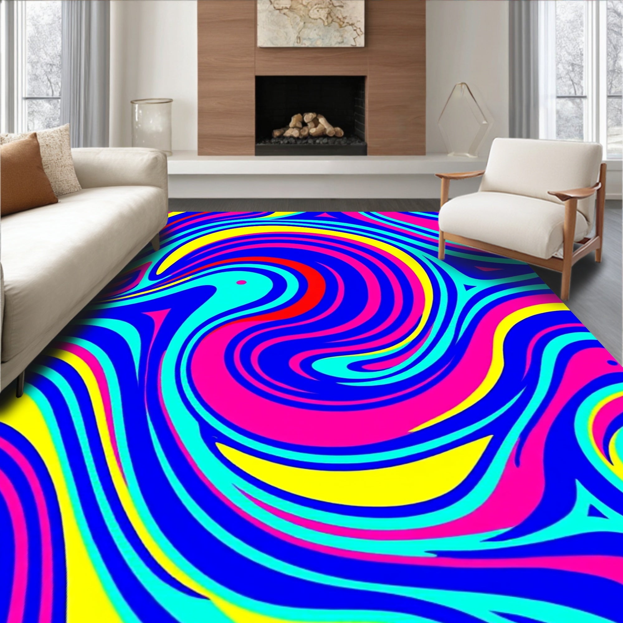 Vibrant Abstract Swirls Pattern Rug