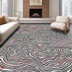 Bold Red Abstract Swirls Rug