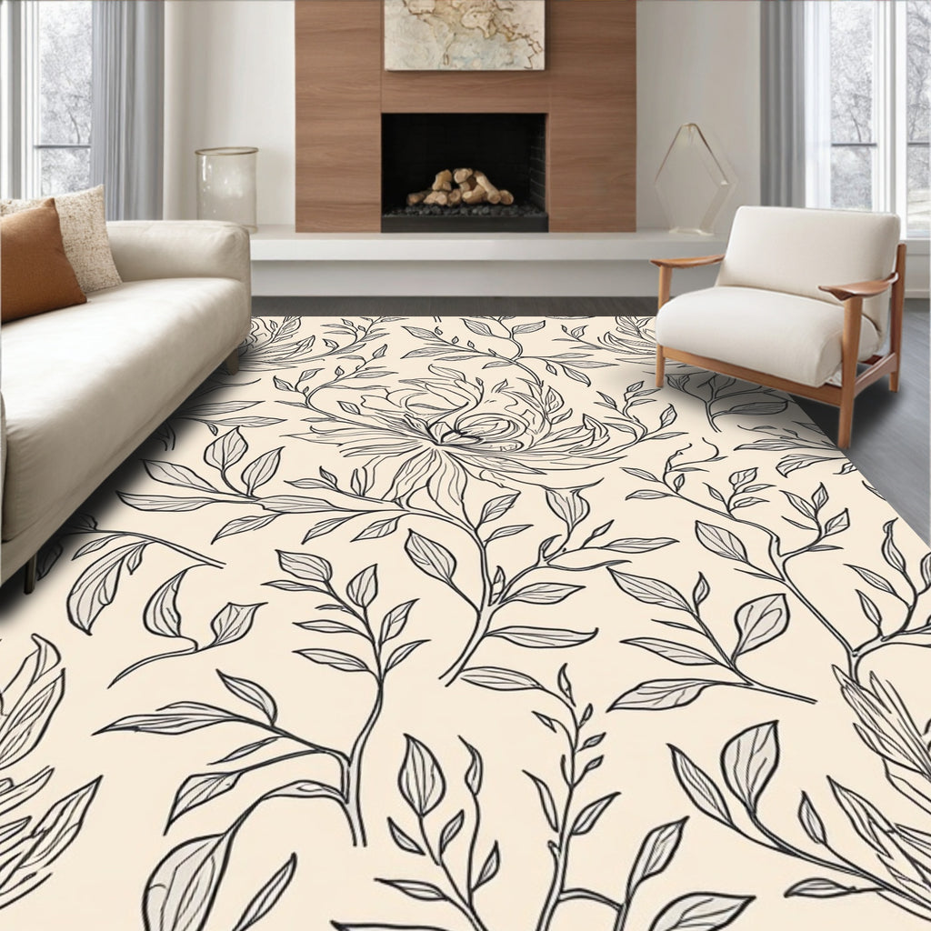 Delicate Floral Scroll Pattern Design Rug