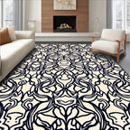 Abstract Black Symmetry Swirl Rug