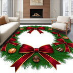 Crimson Bow Festive Greenery Ornaments Rug