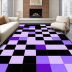 Checkerboard Pattern With Purple Tones Rug