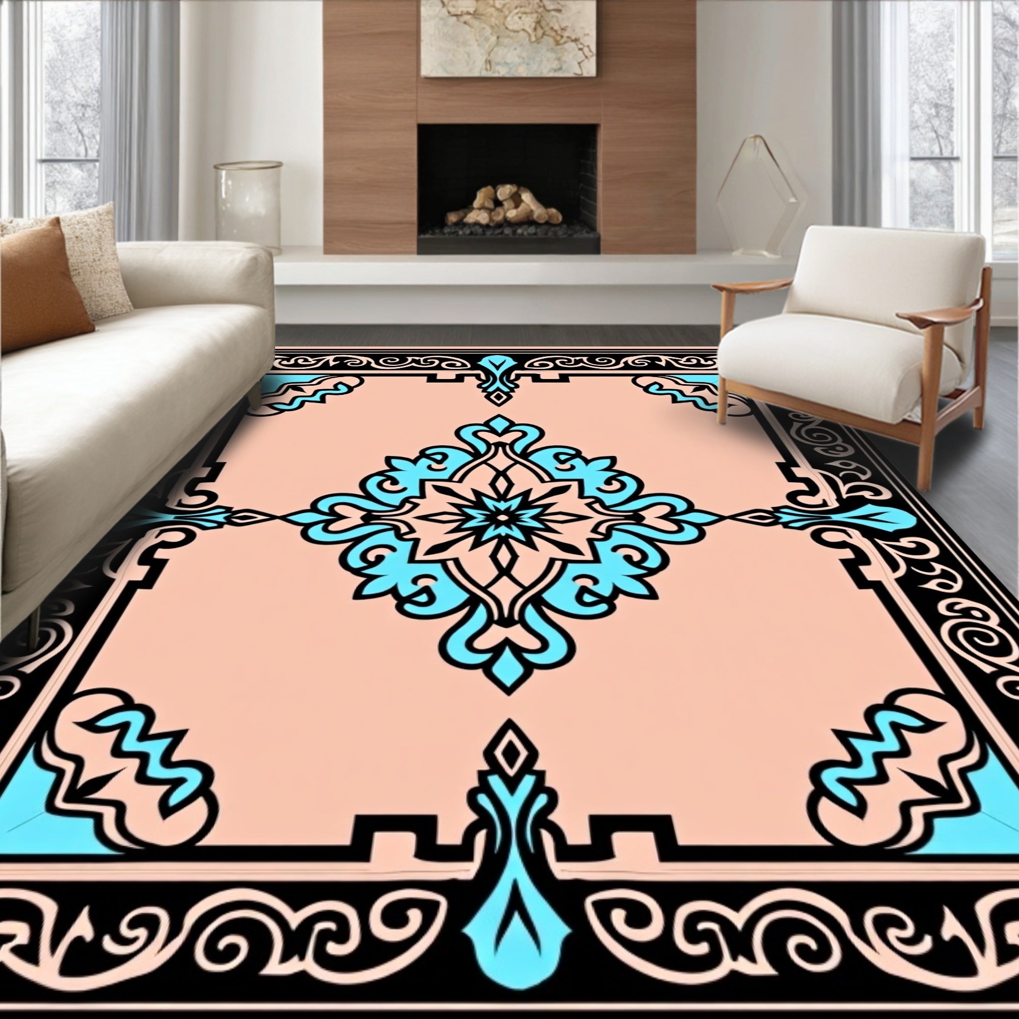 Traditional Geometric Floral Medallion Rug