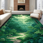 Verdant Forest Path Scene Rug