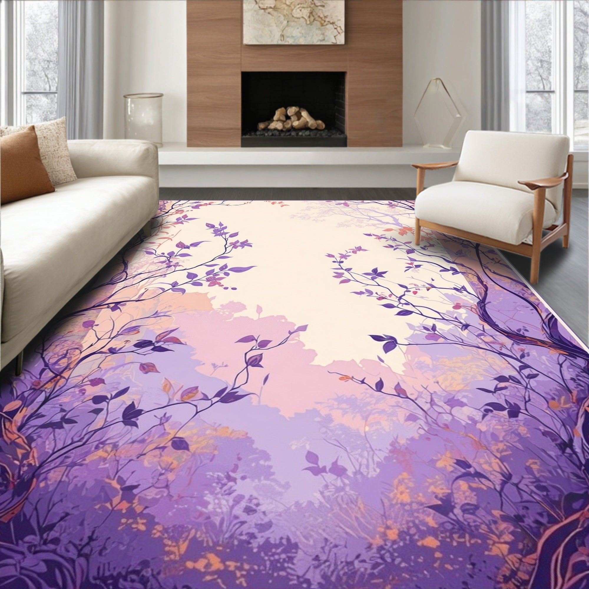 Enchanting Floral Woodland Design Rug