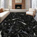 Abstract Floral Swirls Line Art Rug