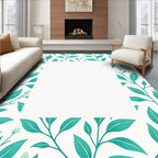 Teal Botanical Vines Border Rug