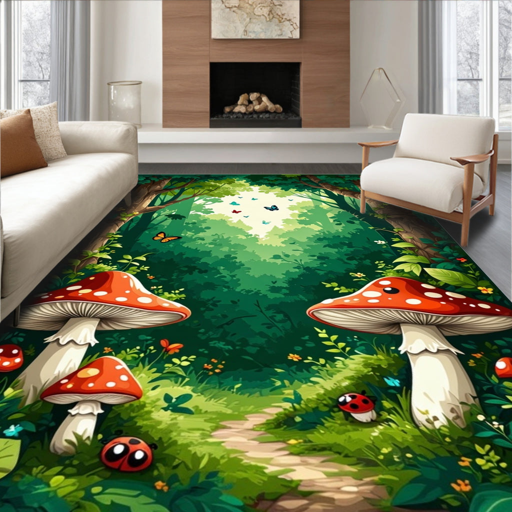 Enchanted Forest Mushroom Ladybug Path Rug