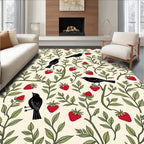 Charming Birds And Strawberry Vines Design Rug