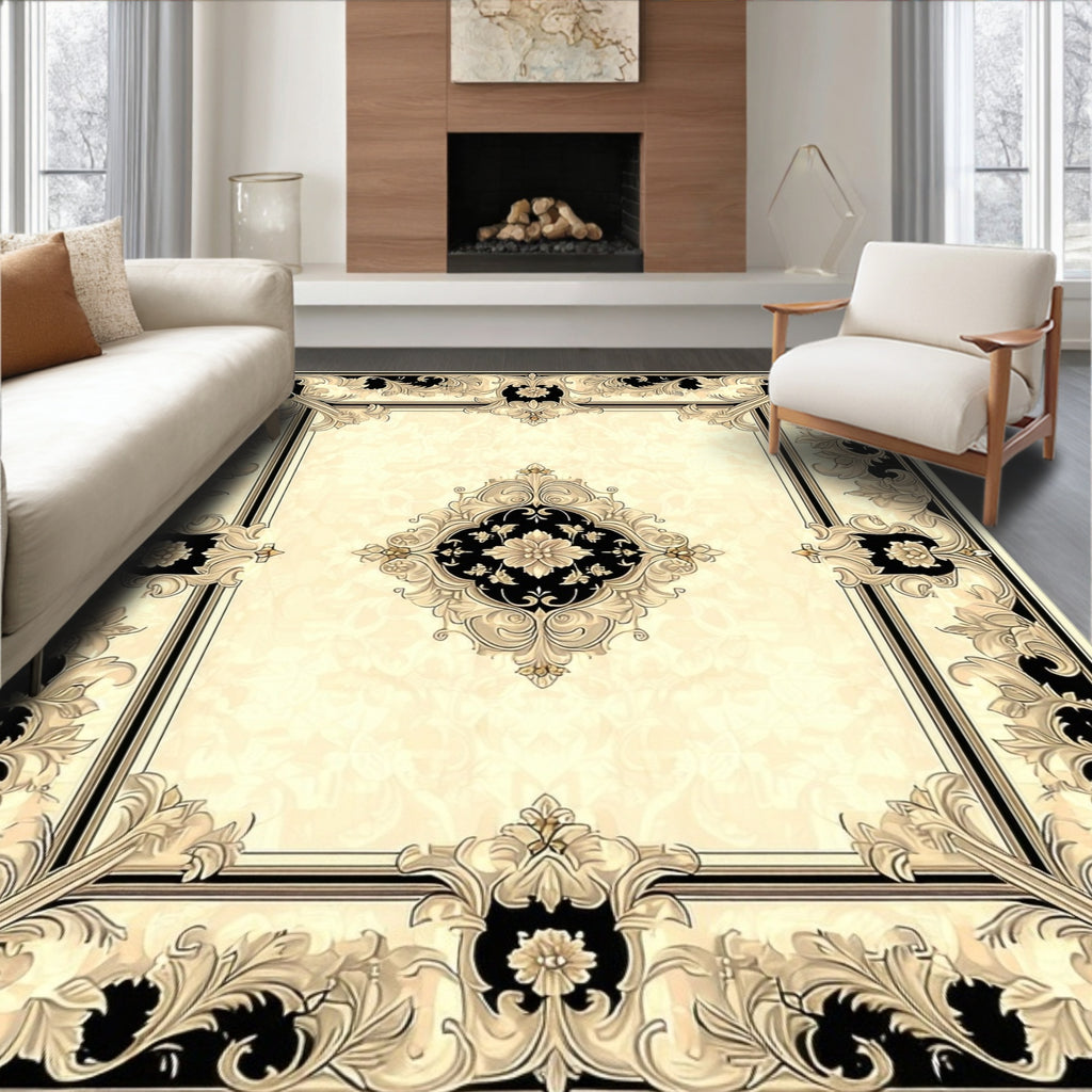 Elegant Floral Baroque Pattern Rug