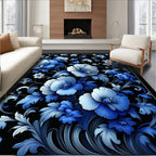 Vibrant Blue Floral Pattern Design Rug