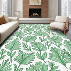 Lush Green Leafy Botanical Pattern Rug