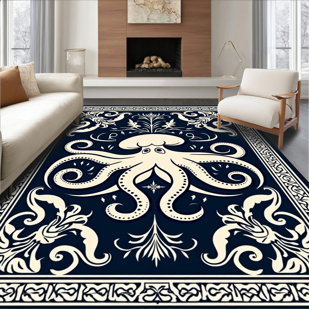 Ornate Octopus Nautical Design Rug