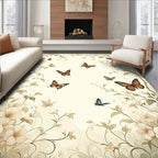 Whimsical Butterflies and Floral Vine Rug