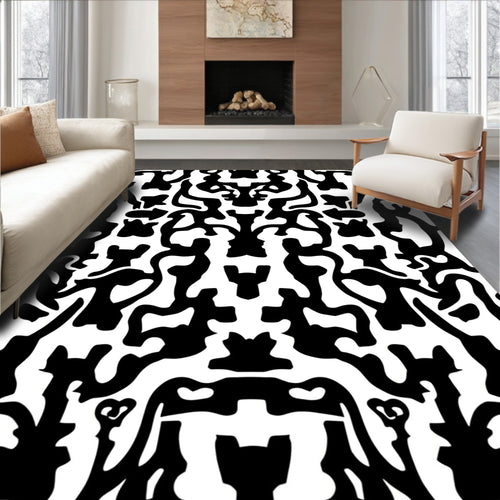 Abstract Figures Black White Pattern Rug