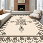 Elegant Floral Medallion Border Rug