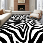 Bold Black White Zebra Pattern Rug