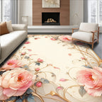 Elegant Floral Branches Pink Rose Rug