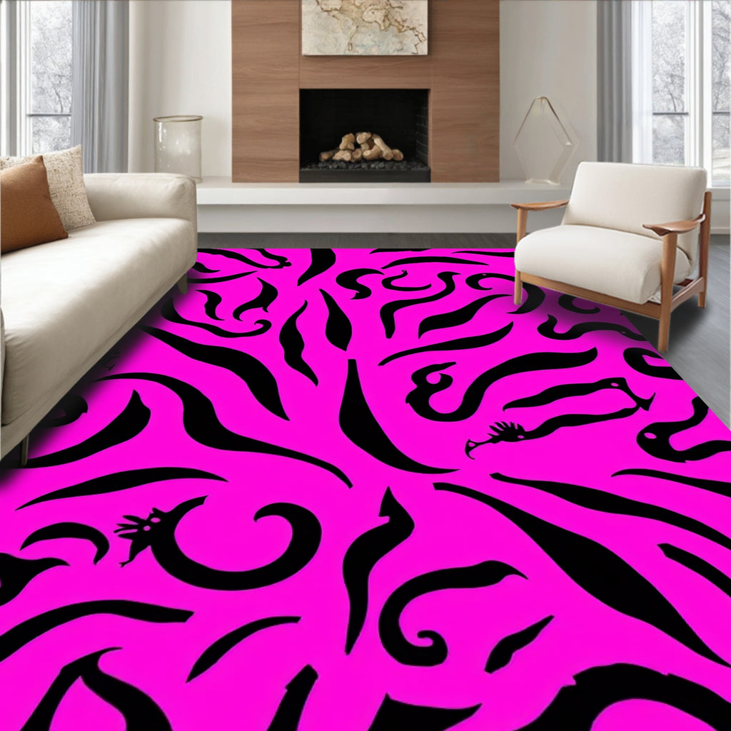Wild Zebra Print Whimsical Pattern Rug