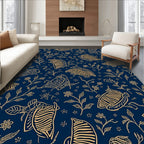 Gold Tropical Floral Pattern Rug
