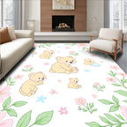 Whimsical Bear Floral Pattern Rug