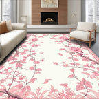 Pink Rose Floral Vine Design Rug