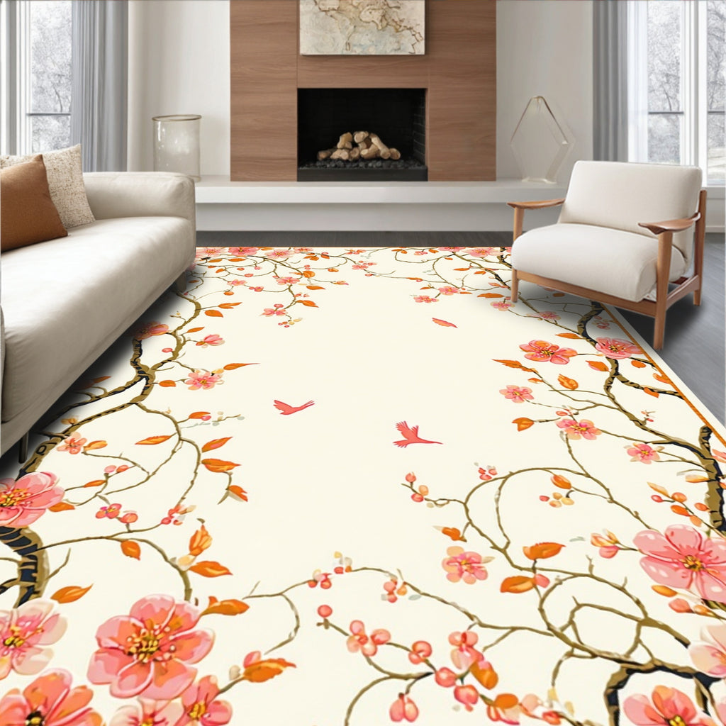 Pink Floral Branch Artistry Rug