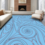 Whimsical Swirls Abstract Blue Pattern Rug