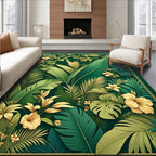 Lush Tropical Floral Botanical Design Rug