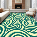 Teal Swirl Stripe Abstract Rug