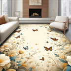 Whimsical Butterfly Floral Garden Design Rug