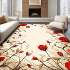 Floral Vine With Red White Blooms Rug